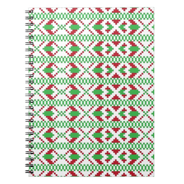 Cuaderno Arte folclórico étnico letón verde y rojo (Frente)