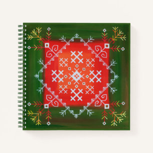 Cuaderno Arte folclórico letón vintage con símbolos y pintu