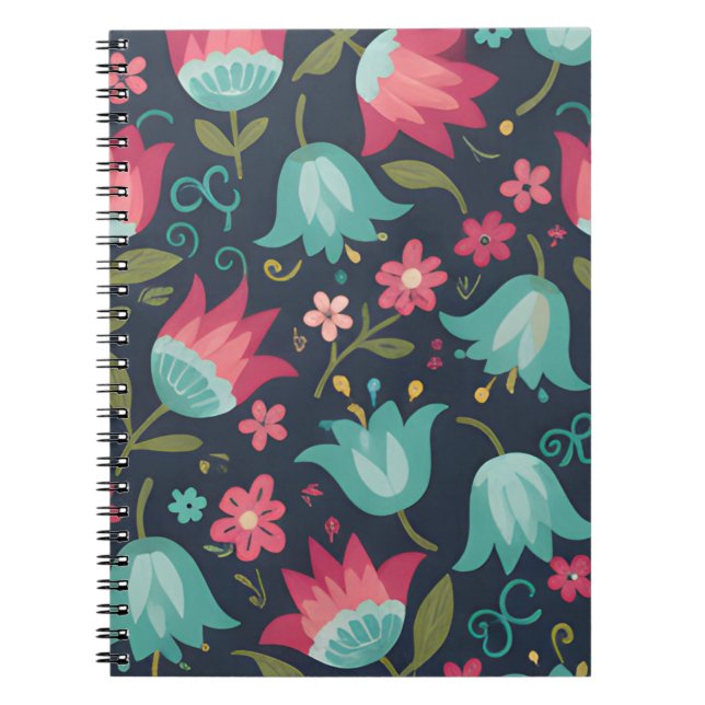 Cuaderno Arte Folclórico Moderno Floral - Flores de Campana (Frente)