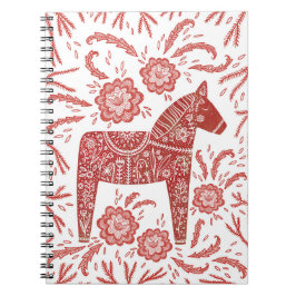 Cuaderno Arte folclórico rojo y blanco de Dala sueco