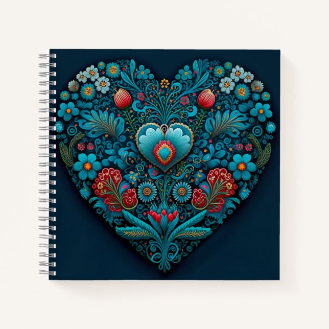 Cuaderno Arte folclórico ucraniano - Corazón inspirado en e (Anverso)