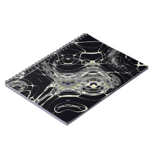 Cuaderno Arte fractal abstracto de red dorada