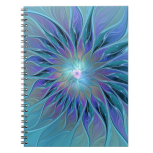 Cuaderno Arte fractal abstracto de sueño de flor púrpura az