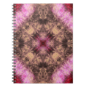 Cuaderno Arte fractal caleidoscópico de energía en rosa dor