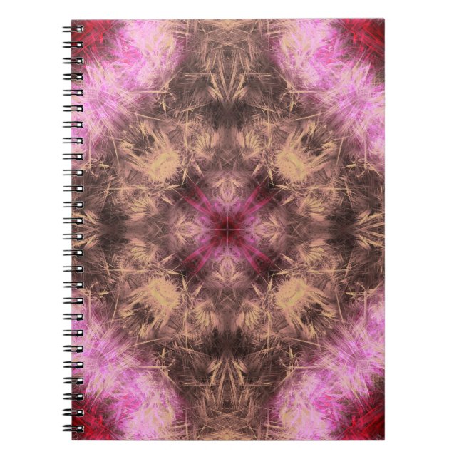Cuaderno Arte fractal caleidoscópico de energía en rosa dor (Frente)