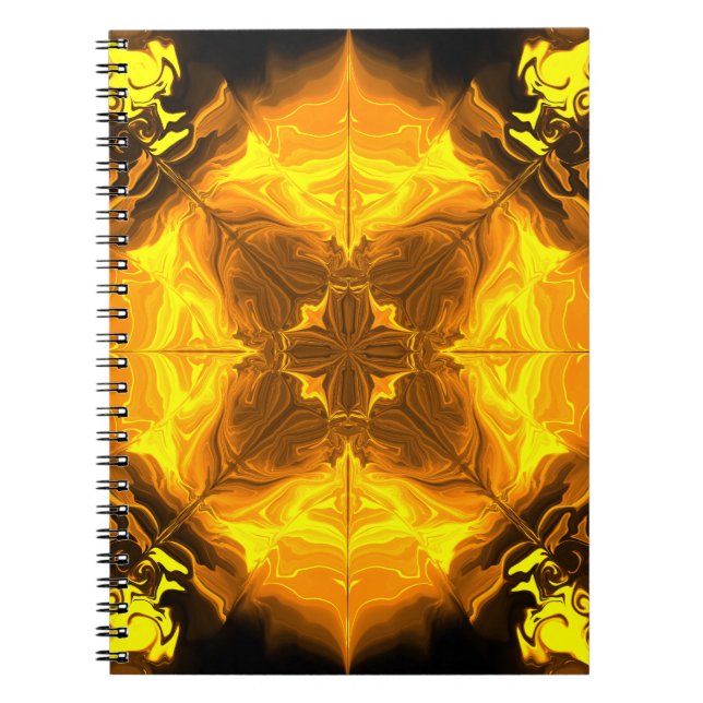 Cuaderno Arte Fractal Caleidoscopio Llama Dorada (Frente)