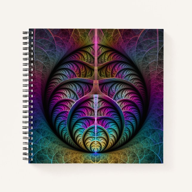 Cuaderno Arte fractal colorido con estampado trippy (Anverso)