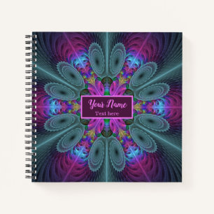 Cuaderno Arte fractal colorido Mandala Kaleidoscopio Nombre