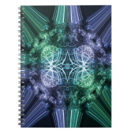 Cuaderno Arte Fractal de Energía Cristalina Azul Esmeralda