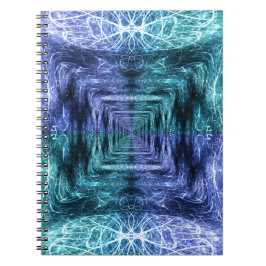 Cuaderno Arte Fractal de Energía Cristalina Azul Esmeralda
