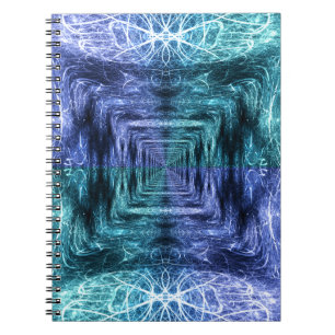 Cuaderno Arte Fractal de Energía Cristalina Azul Esmeralda
