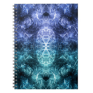Cuaderno Arte Fractal de Energía Cristalina Azul Esmeralda
