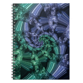 Cuaderno Arte Fractal de Energía Cristalina Azul Esmeralda