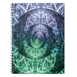 Cuaderno Arte Fractal de Energía Cristalina Azul Esmeralda