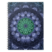 Arte Fractal de Energía Cristalina Azul Esmeralda