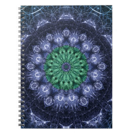 Cuaderno Arte Fractal de Energía Cristalina Azul Esmeralda