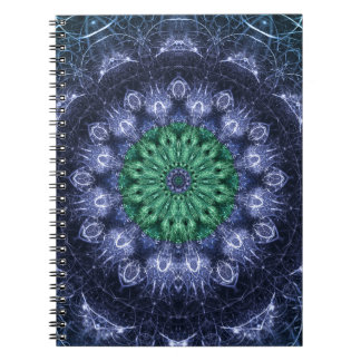 Cuaderno Arte Fractal de Energía Cristalina Azul Esmeralda