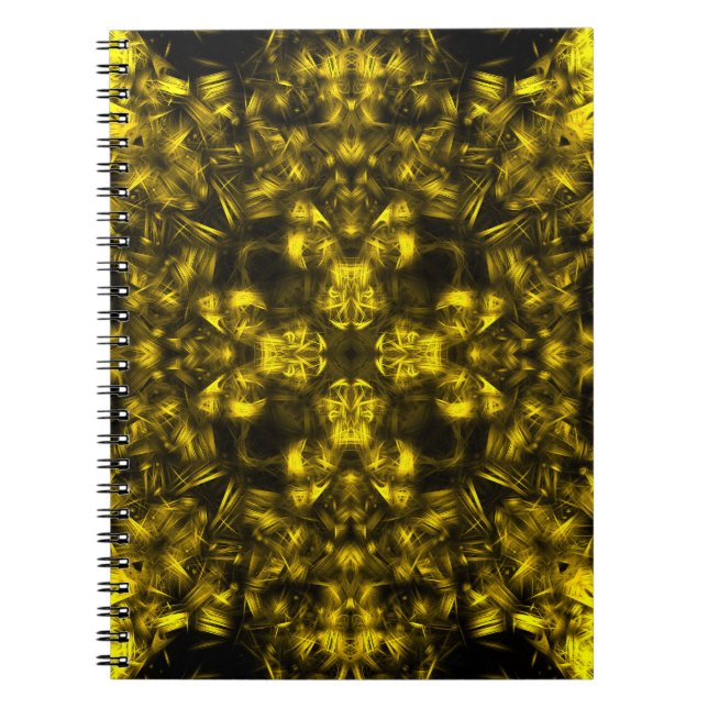 Cuaderno Arte fractal de energía sagrada dorada (Frente)