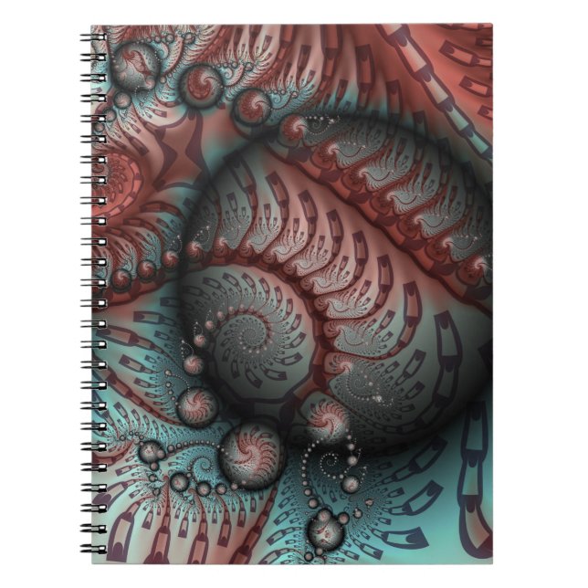 Cuaderno Arte fractal de fantasía abstracta Bolas Marrón Az (Frente)