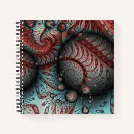 Cuaderno Arte fractal de fantasía vívida abstracta marrón a