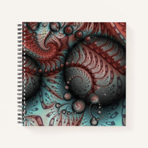 Cuaderno Arte fractal de fantasía vívida abstracta marrón a