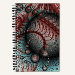 Cuaderno Arte fractal de fantasía vívida abstracta marrón a