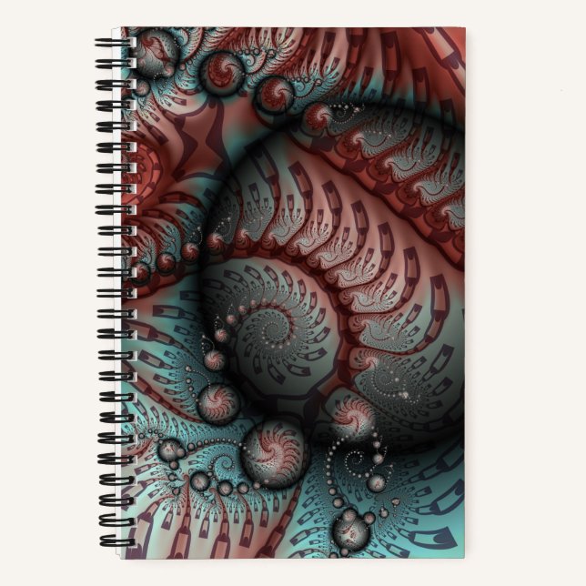 Cuaderno Arte fractal de fantasía vívida abstracta marrón a (Anverso)