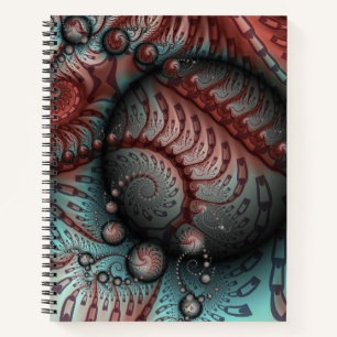 Cuaderno Arte fractal de fantasía vívida abstracta marrón a