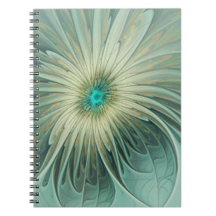 Cuaderno Arte fractal de flores de fantasía verde salvia ab
