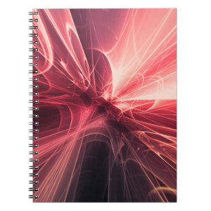 Cuaderno Arte fractal de luz carmesí ondulada