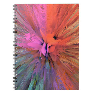 Cuaderno Arte fractal de mariposa de energía rosa