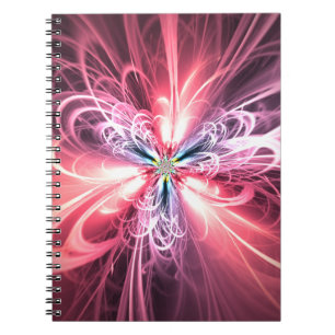 Cuaderno Arte fractal de mariposa de energía rosa