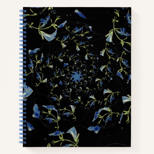 Cuaderno Arte fractal de sabio azul y negro (Anverso)
