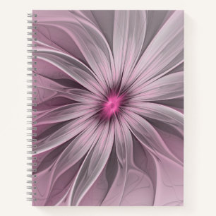 Cuaderno Arte fractal floral abstracto de flor de ciruela d