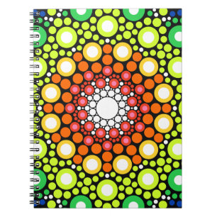Cuaderno Arte Fractal Floral Dotado Retro Mandala