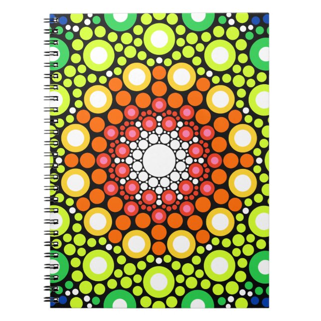 Cuaderno Arte Fractal Floral Dotado Retro Mandala (Frente)