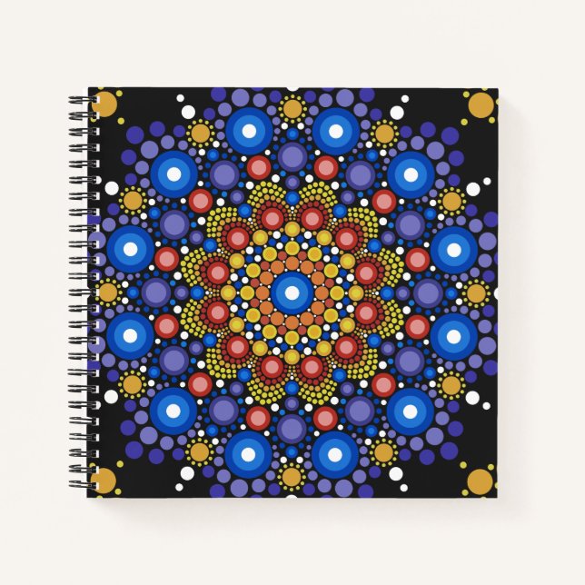 Cuaderno Arte Fractal Floral Dotado Retro Mandala (Anverso)