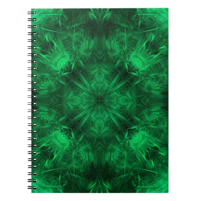 Cuaderno Arte fractal mandala de energía esmeralda (Frente)