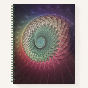 Cuaderno Arte fractal moderno abstracto de caracol colorido