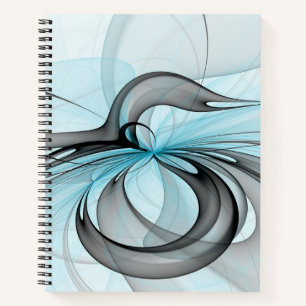 Cuaderno Arte fractal moderno gris antracita abstracto