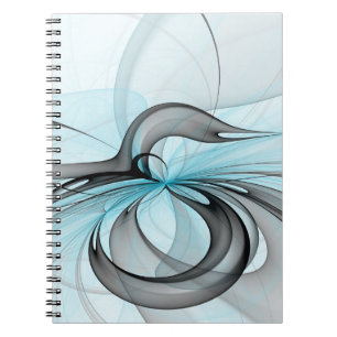Cuaderno Arte fractal moderno gris antracita abstracto