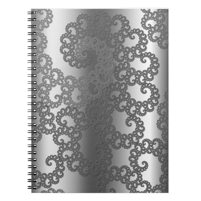 Cuaderno Arte fractal plateado (Frente)