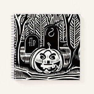 Cuaderno Arte Genial de Halloween de Calabaza Negra y Blanc