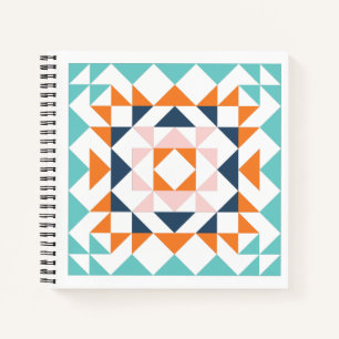 Cuaderno Arte geométrico de bloques de tejido moderno colo