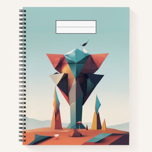 Cuaderno Arte geométrico moderno en tonos pastel Rosa Azul (Anverso)