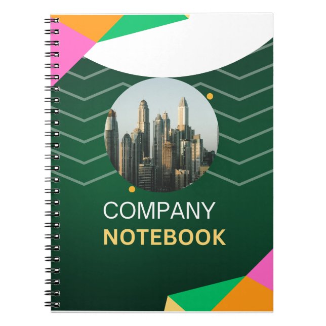Cuaderno Arte geométrico moderno verde blanco (Frente)