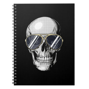 Cuaderno Arte gráfico de calavera con gafas de sol de estil