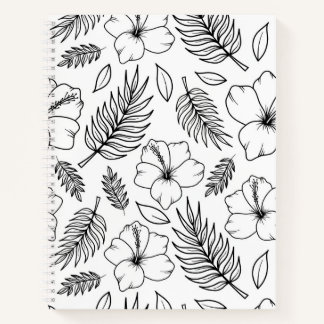 Cuaderno Arte gráfico de línea de Hibisco Tropical