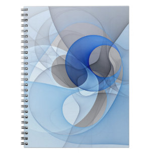 Cuaderno Arte gráfico fractal abstracto azul gris moderno