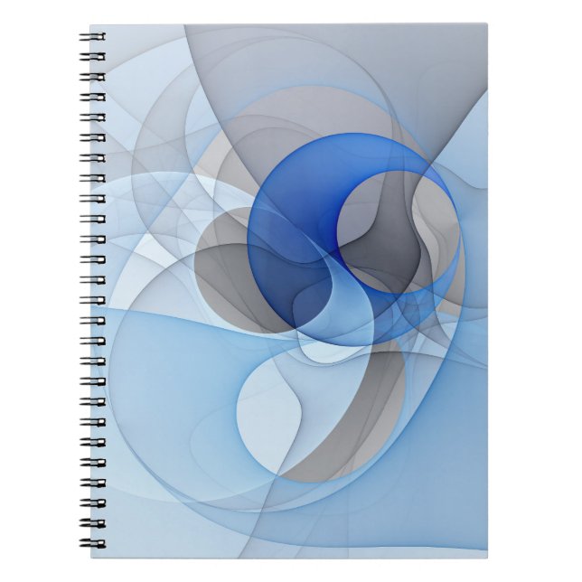 Cuaderno Arte gráfico fractal abstracto azul gris moderno (Frente)